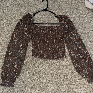 floral top with puffy mesh sleeves from aritzia